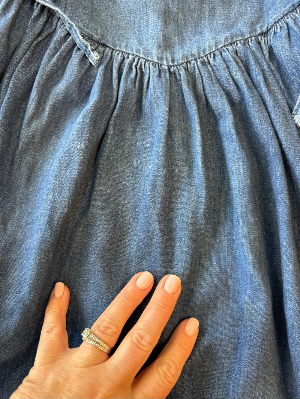 Vintage OshKosh B'gosh Long Sleeve Denim Dress with Side Ties Sz 6 made in USA